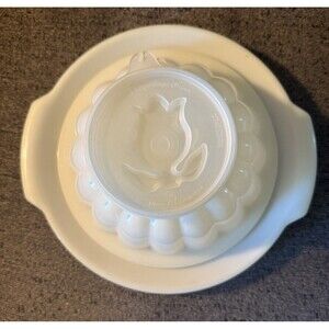 Vintage Tupperware Jel N Serve Jello Mold And Lid with 4 Shape Designs And Tray